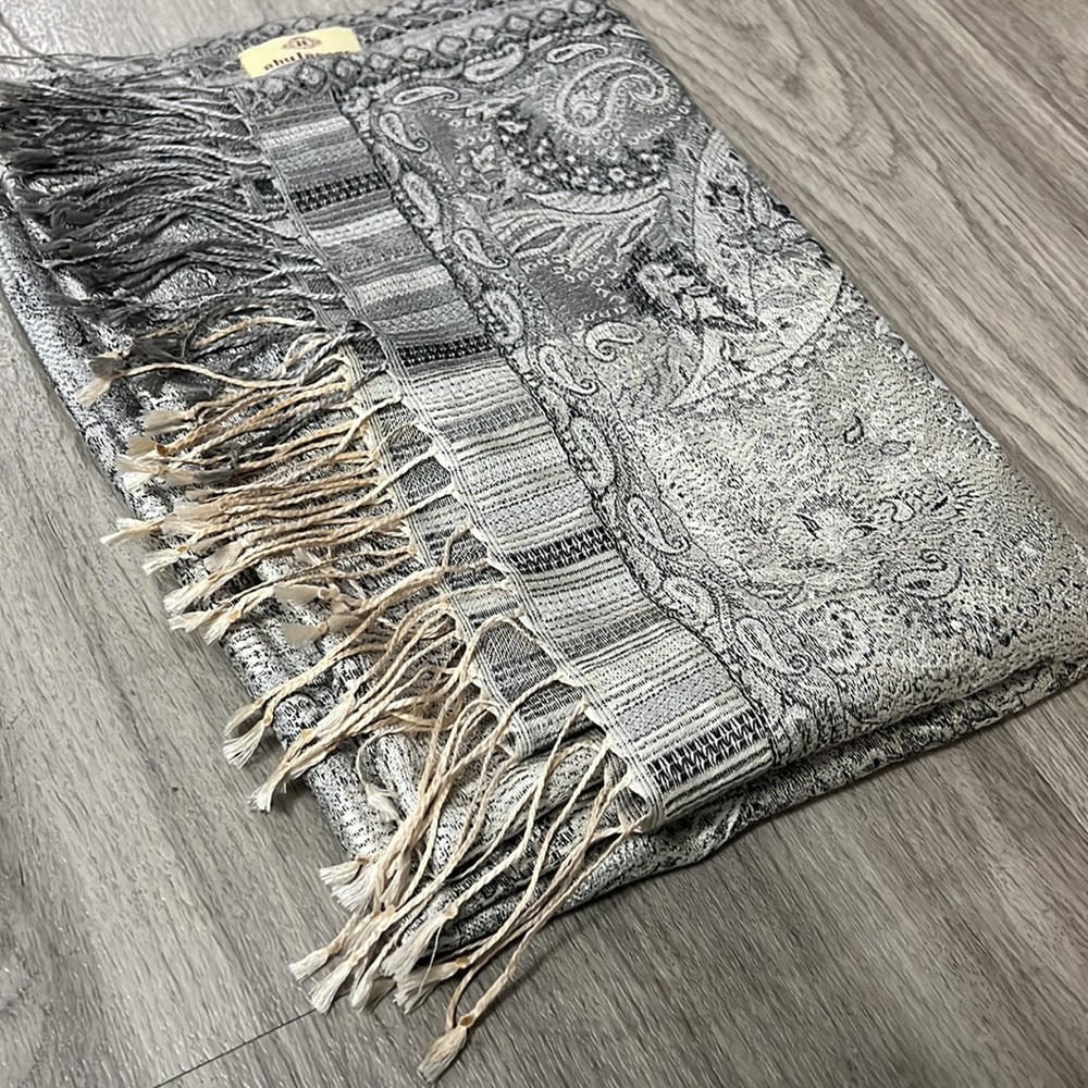 AHUJASONS Pashmina Scarf Two Tone Grey Silver